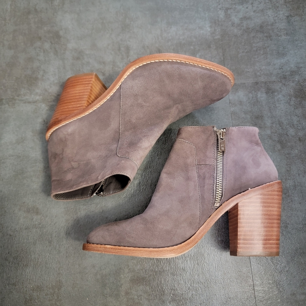 Loeffler Randall Ella Bootie N5140 Dark Gray Women’s Size 6.5 Stacked Heel - Picture 4 of 11